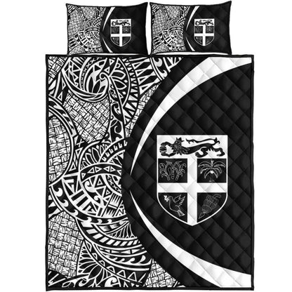 Fiji Quilt Bed Set Lauhala White Circle Style