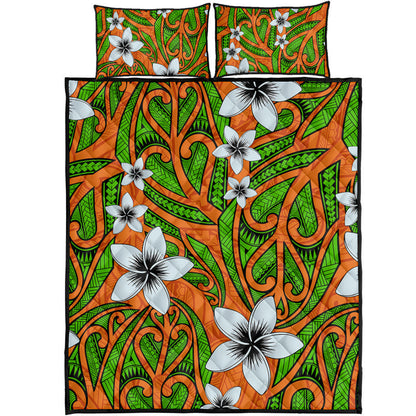 New Zealand Quilt Bed Set Maori Pattern Plumeria