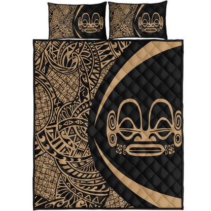 Marquesas Islands Quilt Bed Set Lauhala Gold Circle Style
