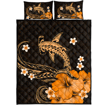 Hawaii Quilt Bed Set Shark Polynesia Tribal Tattoo