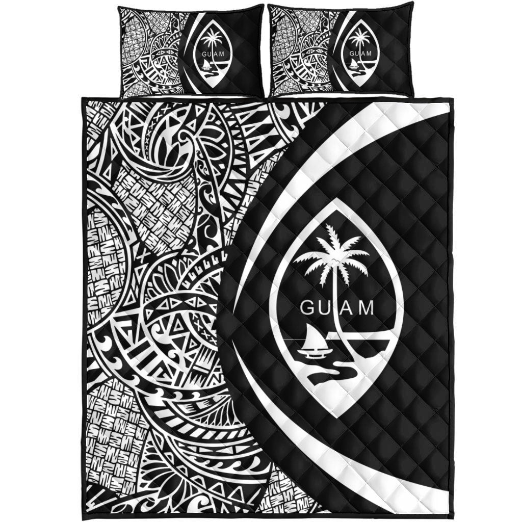 Guam Quilt Bed Set Lauhala White Circle Style