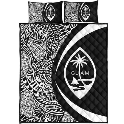 Guam Quilt Bed Set Lauhala White Circle Style
