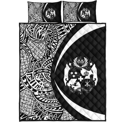 Tonga Quilt Bed Set Lauhala White Circle Style