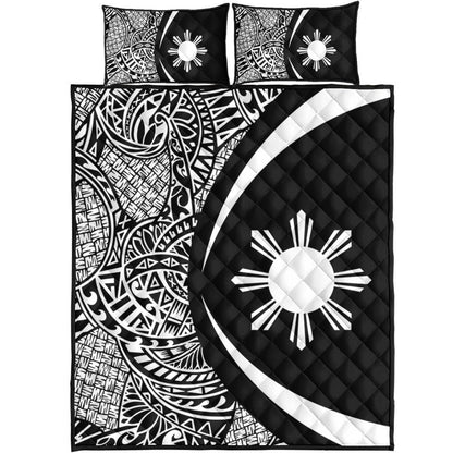 Philippines Filipinos Quilt Bed Set Lauhala White Circle Style