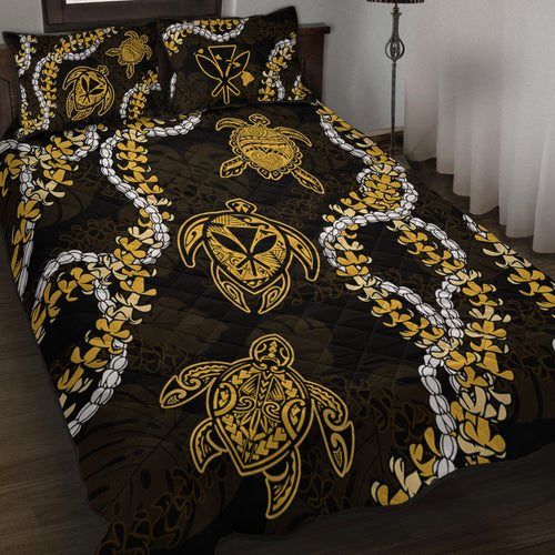 Hawaii Quilt Bed Set Kanaka Maoli Floral Puakenikeni Lei