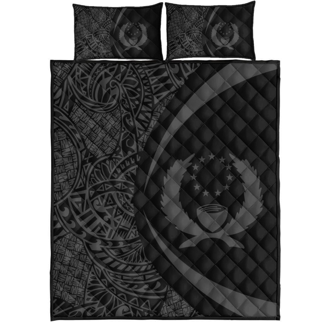 Pohnpei State Quilt Bed Set Lauhala Gray Circle Style