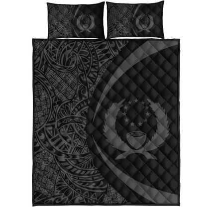 Pohnpei State Quilt Bed Set Lauhala Gray Circle Style