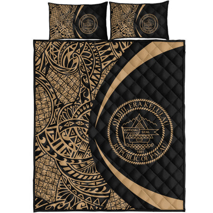 Palau Quilt Bed Set Lauhala Gold Circle Style