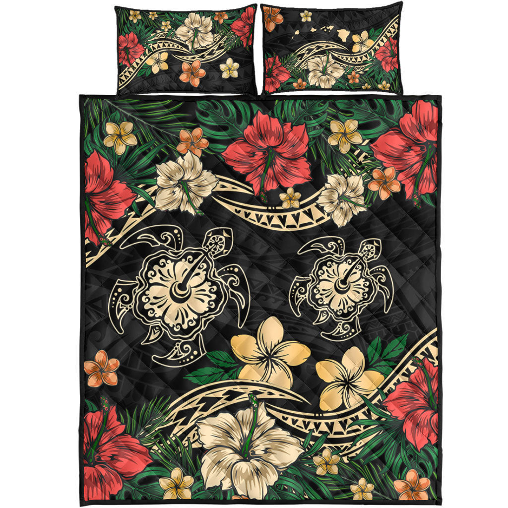 Hawaii Quilt Bed Set Hawaiian Map Turtle Drawing Tattoo