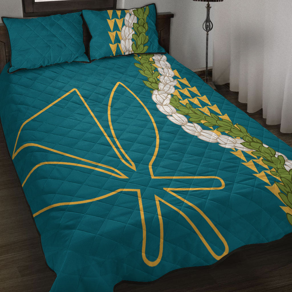 Hawaii Quilt Bed Set Kanaka Maoli Puakenikeni Maile Flower Lei