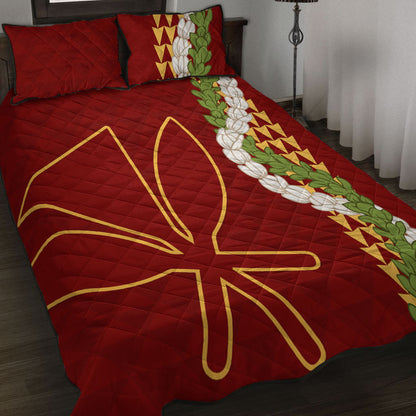 Hawaii Quilt Bed Set Kanaka Maoli Puakenikeni Maile Flower Lei