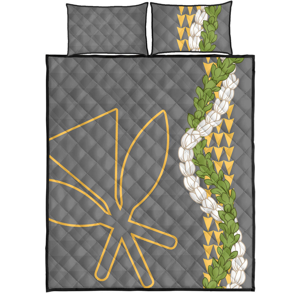 Hawaii Quilt Bed Set Kanaka Maoli Puakenikeni Maile Flower Lei