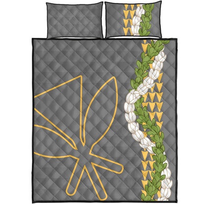 Hawaii Quilt Bed Set Kanaka Maoli Puakenikeni Maile Flower Lei