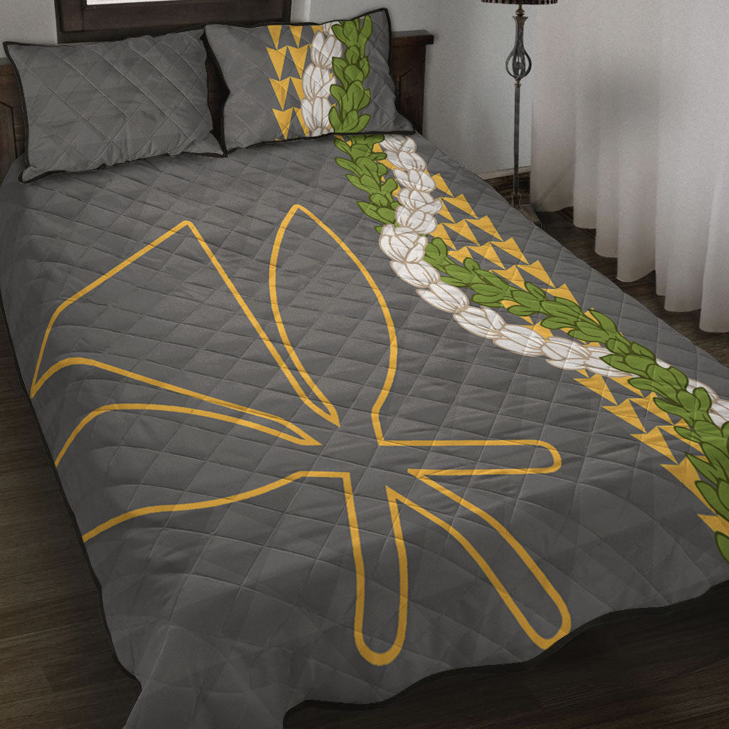 Hawaii Quilt Bed Set Kanaka Maoli Puakenikeni Maile Flower Lei