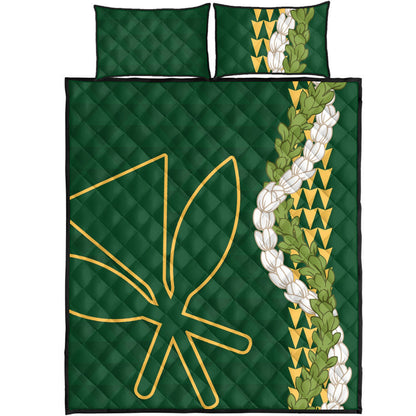 Hawaii Quilt Bed Set Kanaka Maoli Puakenikeni Maile Flower Lei