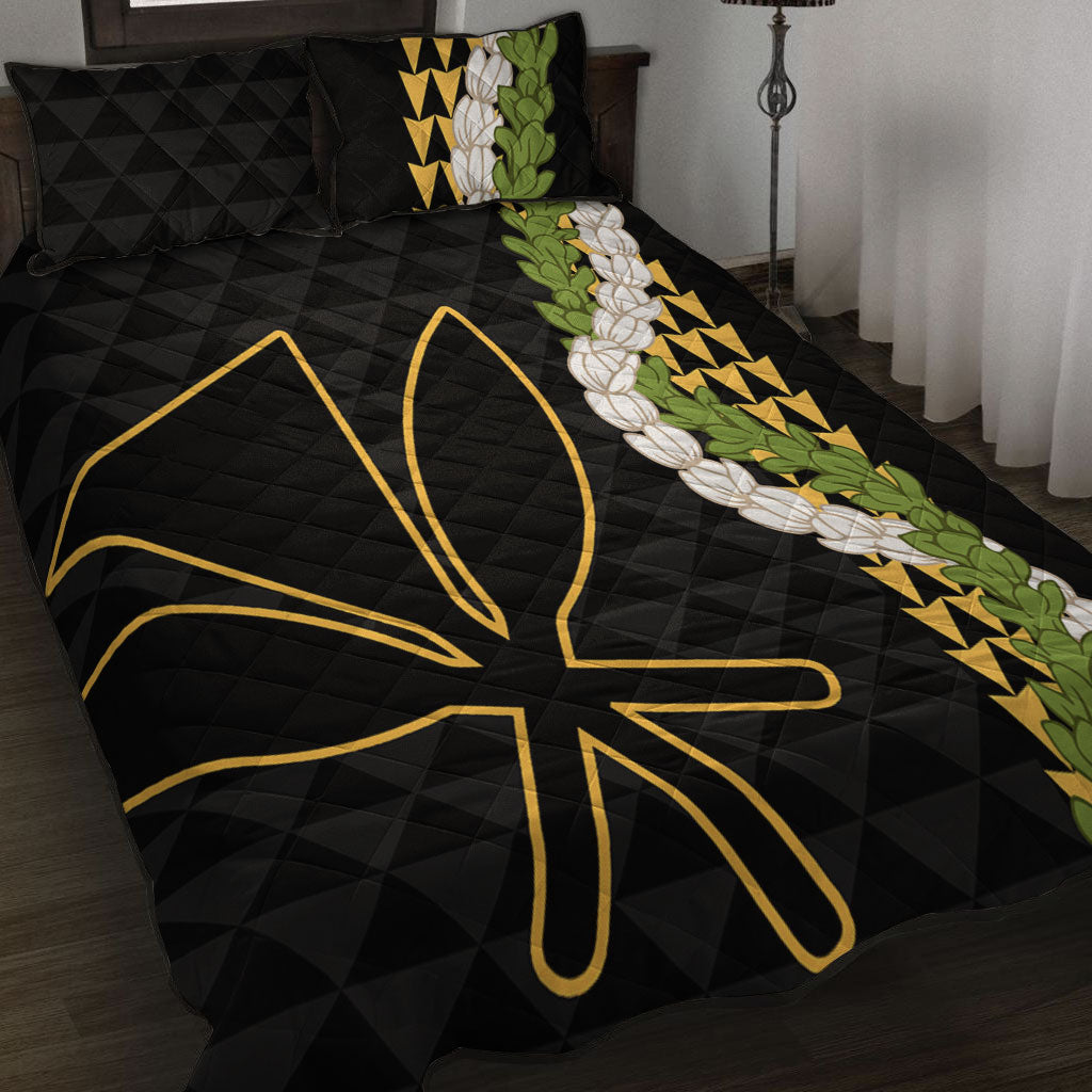Hawaii Quilt Bed Set Kanaka Maoli Puakenikeni Maile Flower Lei