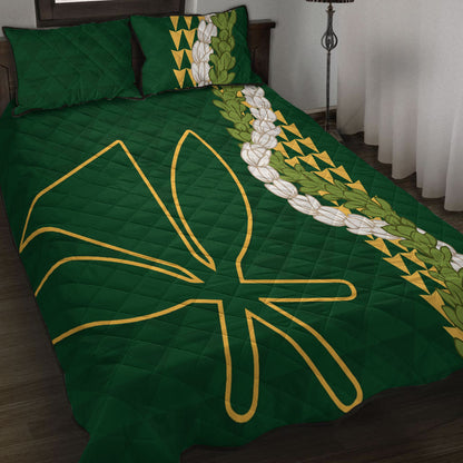 Hawaii Quilt Bed Set Kanaka Maoli Puakenikeni Maile Flower Lei