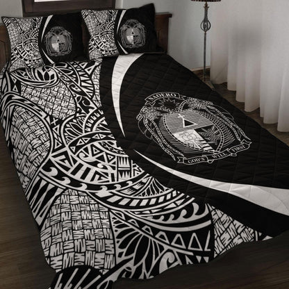 Nauru Quilt Bed Set Lauhala White Circle Style