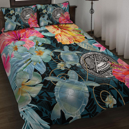 American Samoa Quilt Bed Set Turtle Tropical Beach