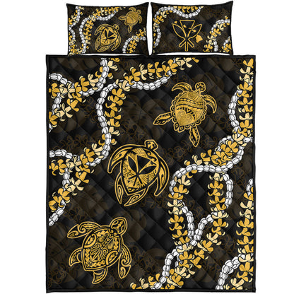 Hawaii Quilt Bed Set Kanaka Maoli Floral Puakenikeni Lei
