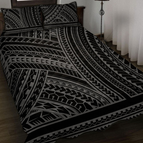 Hawaii Quilt Bed Set Polynesia Pattern Gray