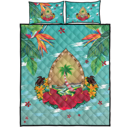 Guam Quilt Bed Set Latte Stones Hibiscus