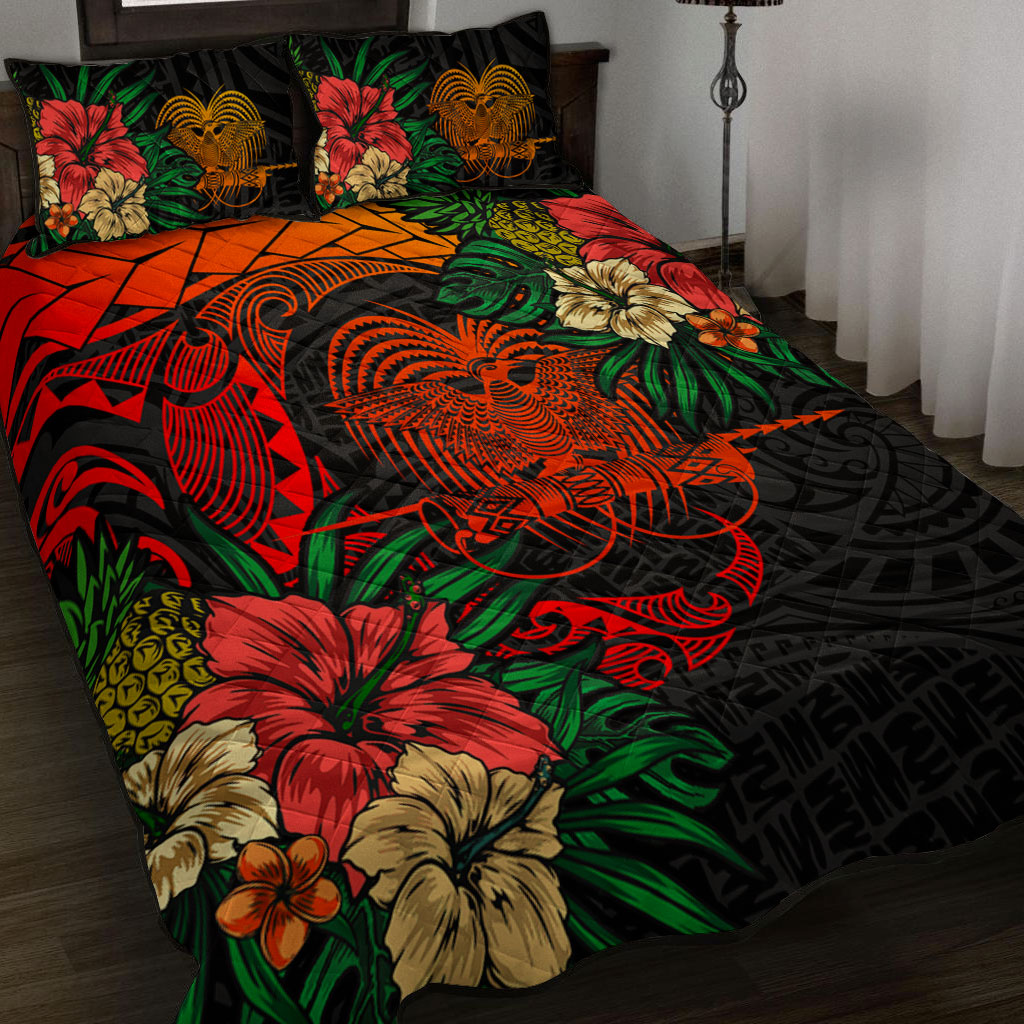 Papua New Guinea Quilt Bed Set Polynesian Coat Of Arms Tropical