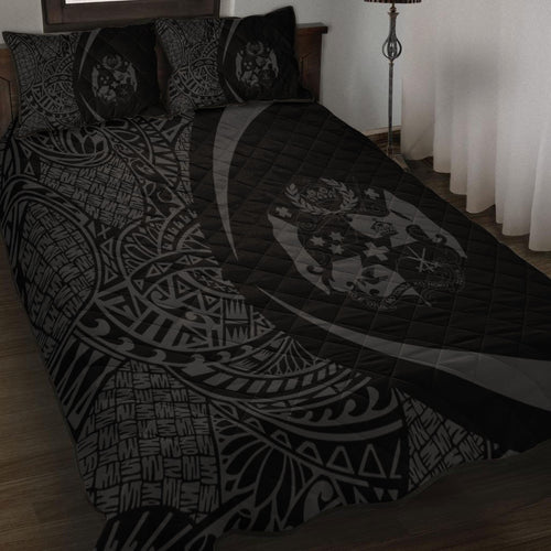 Tonga Quilt Bed Set Lauhala Gray Circle Style