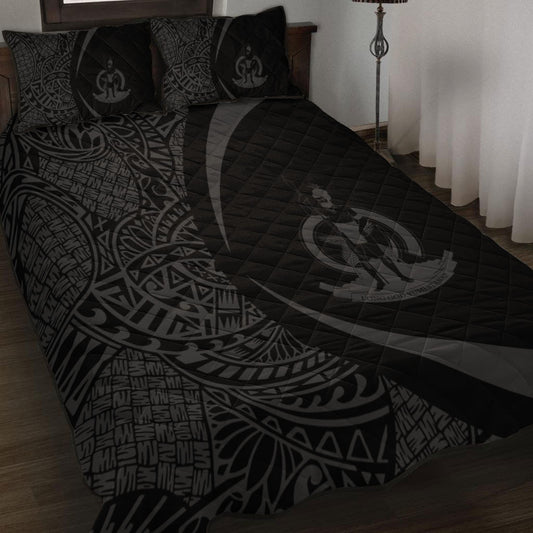 Vanuatu Quilt Bed Set Lauhala Gray Circle Style