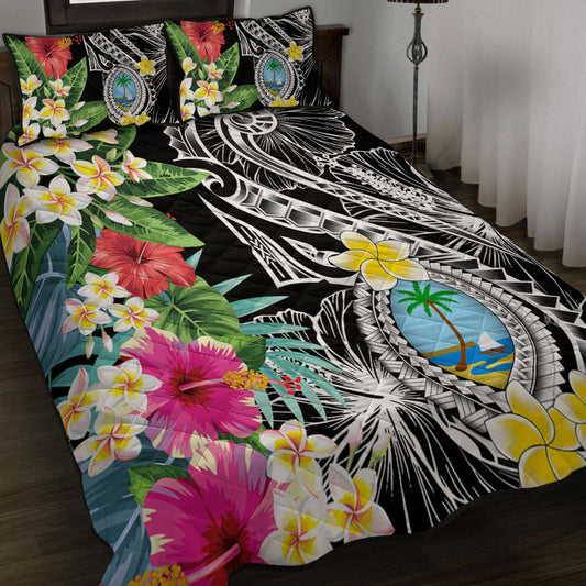 Guam Quilt Bed Set Summer Plumeria Tribal Tattoo