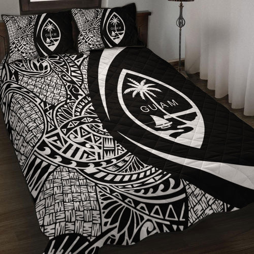 Guam Quilt Bed Set Lauhala White Circle Style