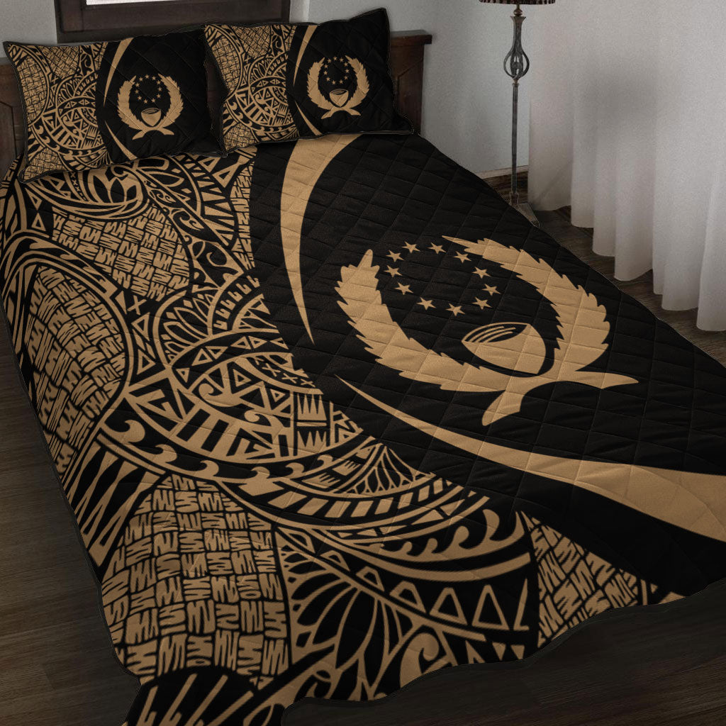 Pohnpei State Quilt Bed Set Lauhala Gold Circle Style