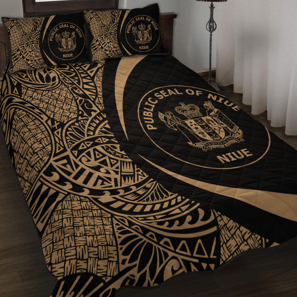 Niue Quilt Bed Set Lauhala Gold Circle Style
