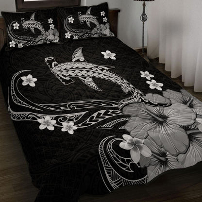Hawaii Quilt Bed Set Shark Polynesia Tribal Tattoo