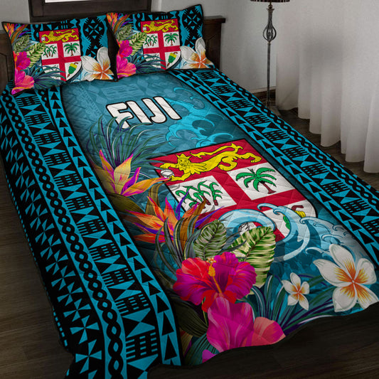 Fiji Quilt Bed Set Bula Islands Wave Tropical