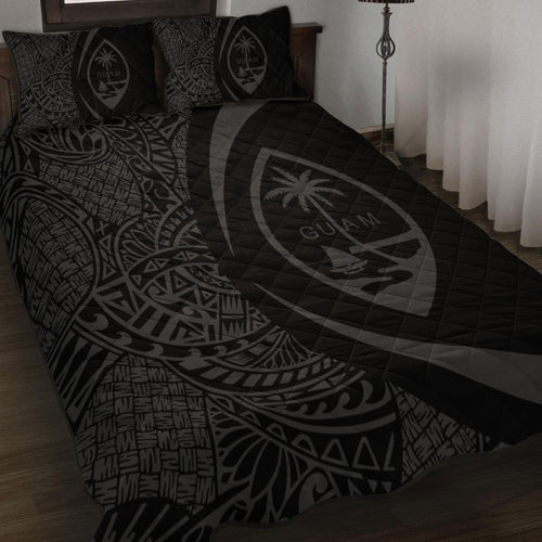 Guam Quilt Bed Set Lauhala Gray Circle Style