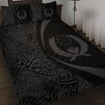 Pohnpei State Quilt Bed Set Lauhala Gray Circle Style