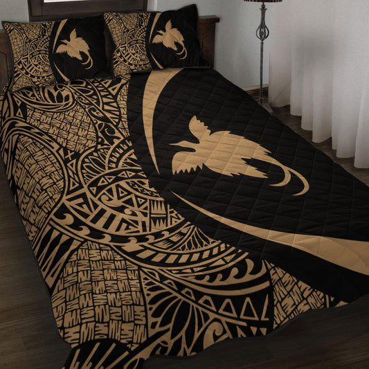 Papua New Guinea Quilt Bed Set Lauhala Gold Circle Style