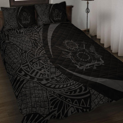 Cook Islands Quilt Bed Set Lauhala Gray Circle Style