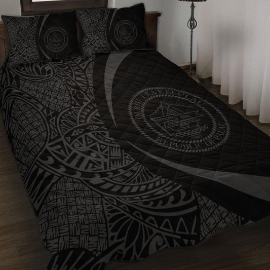 Palau Quilt Bed Set Lauhala Gray Circle Style