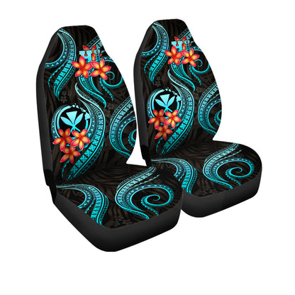 Polynesian Hawaii Car Seat Covers - Turquoise Plumeria