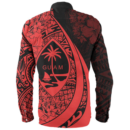 Guam Long Sleeve Shirt Custom Hibiscus Flower Symbols Style