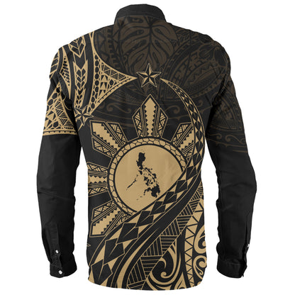 Philippines Filipinos Long Sleeve Shirt Filipino Polynesia Star With Tribal Design