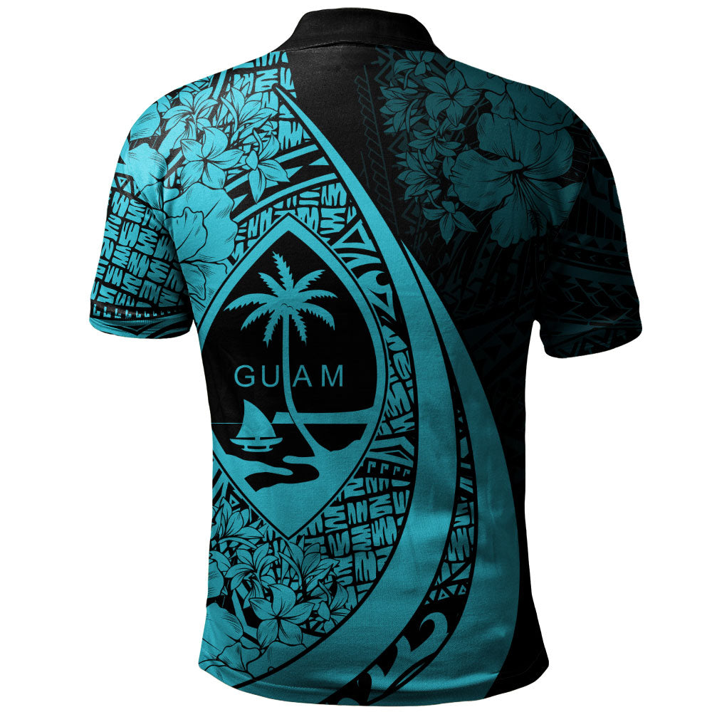Guam Polo Shirt Custom Hibiscus Flower Symbols Style