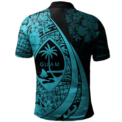 Guam Polo Shirt Custom Hibiscus Flower Symbols Style