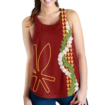 Hawaii Women Tank Kanaka Maoli Puakenikeni Maile Flower Lei
