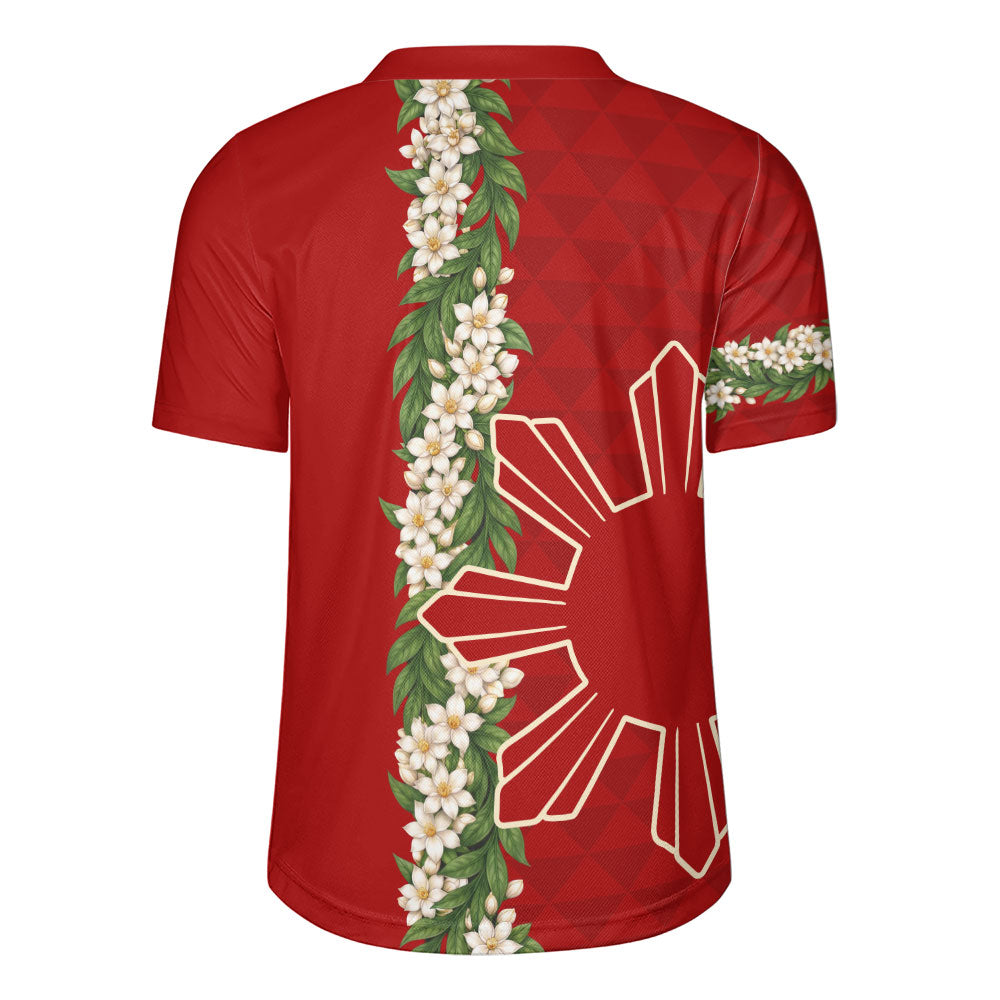 Philippines Filipinos Rugby Jersey Sampaguita Flower Sun Pattern Island Style