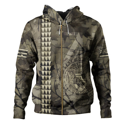 Hawaii Hoodie Tribal Kakau Camouflage Green