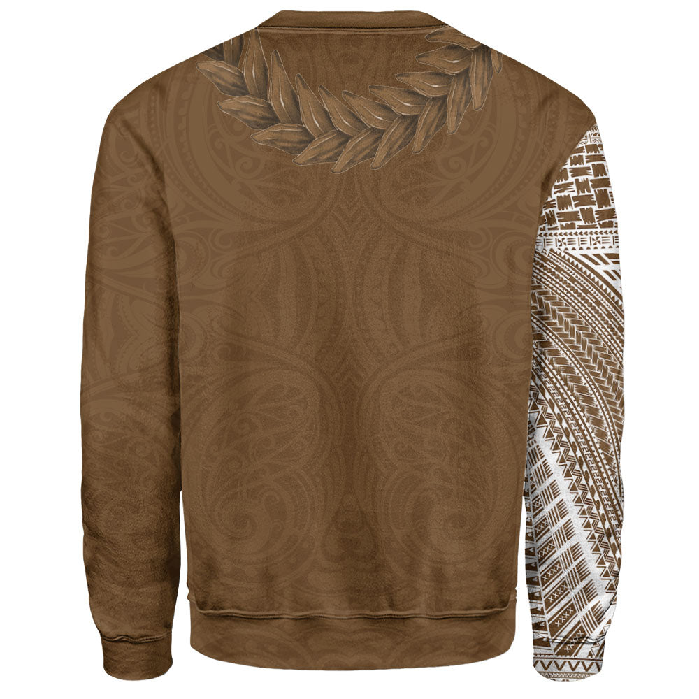 Samoa Sweatshirt Tattoo Roman Reigns With Ula Fala Style Brown