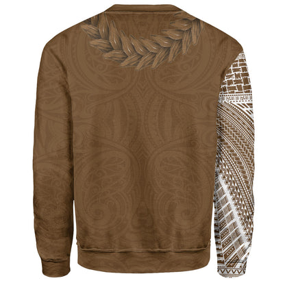 Samoa Sweatshirt Tattoo Roman Reigns With Ula Fala Style Brown